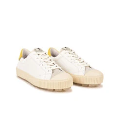 Pataugas ARAN/MIX F2H BLANC/JAUNE -Pataugas Chaussure Pas Cher Magasin BASKET FEMME ARAN MIX F2H BLANC JAUNE 4