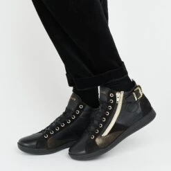 Nouveaux produits -Pataugas Chaussure Pas Cher Magasin PALME 628270946 NOIR DORE